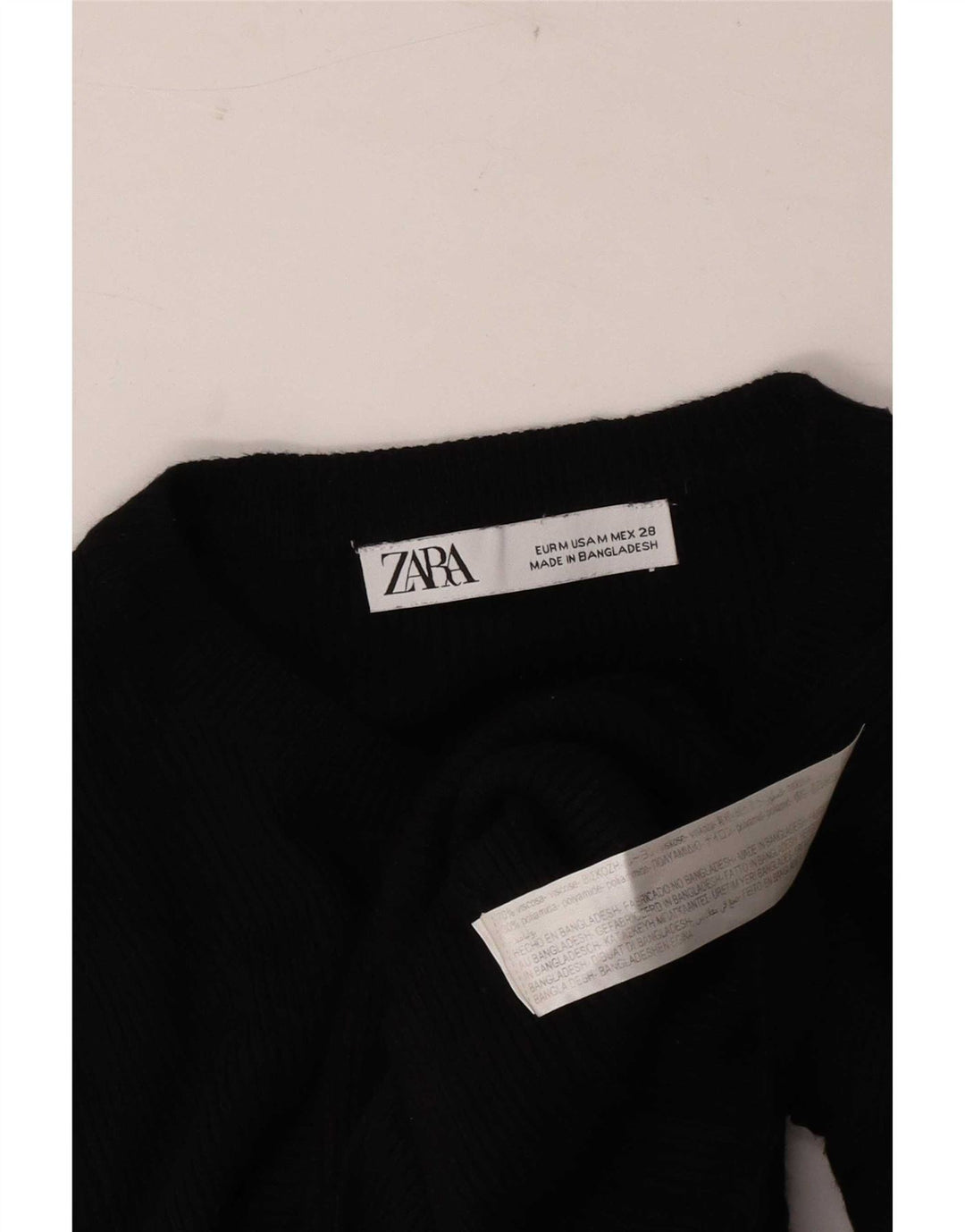 Женский укороченный топ Zara UK 12 с длинным рукавом, средний черный, вискоза