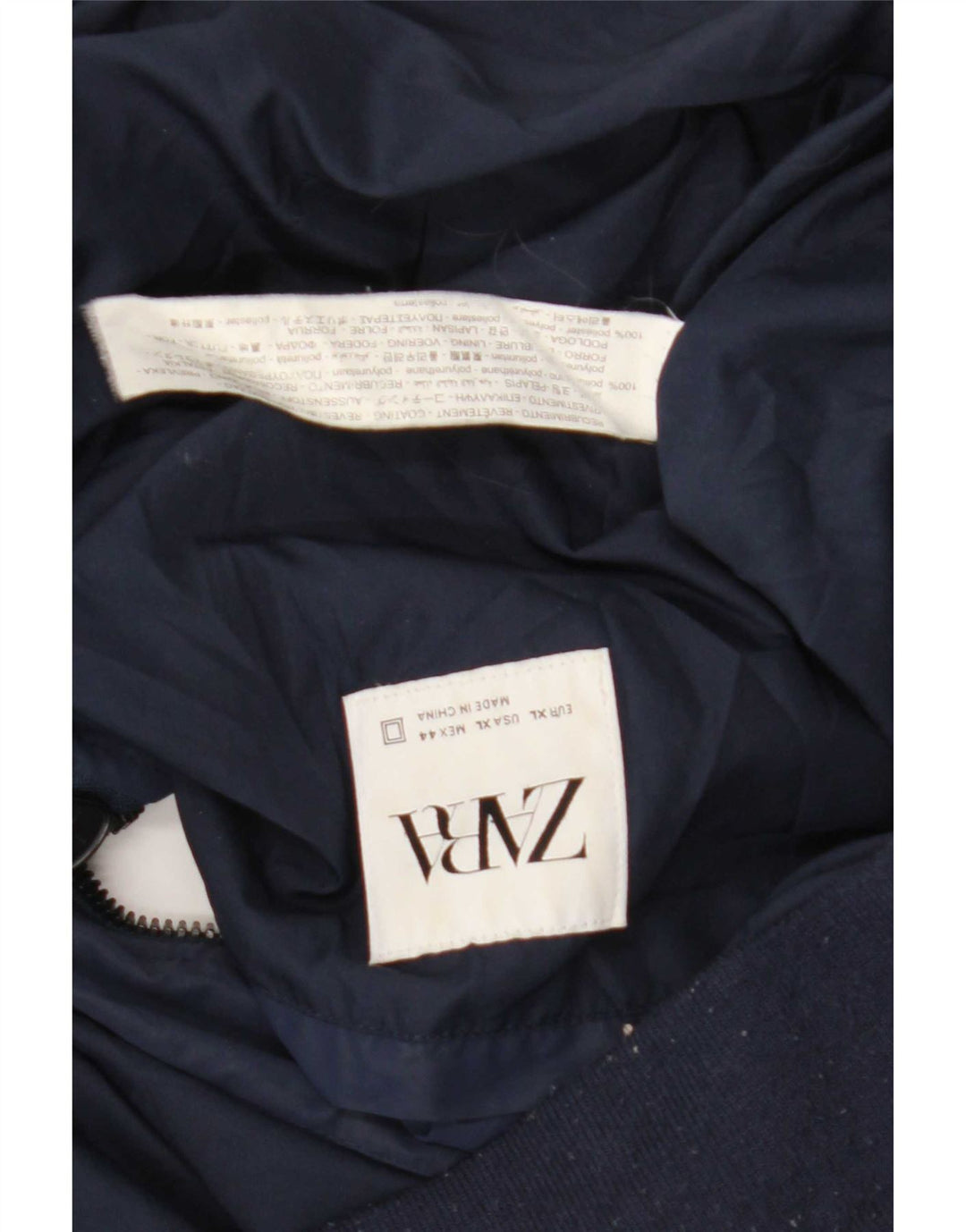 Мужская куртка-бомбер Zara UK 42 XL, темно-синий полиэстер
