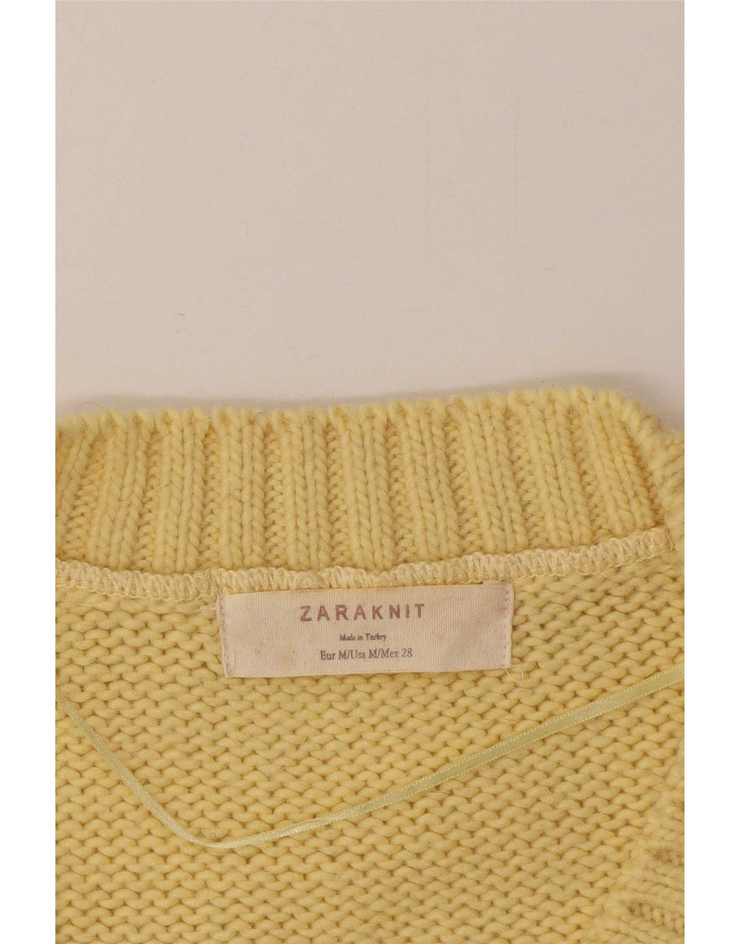 Женский джемпер с v-образным вырезом Zara UK 14, средний желтый цвет