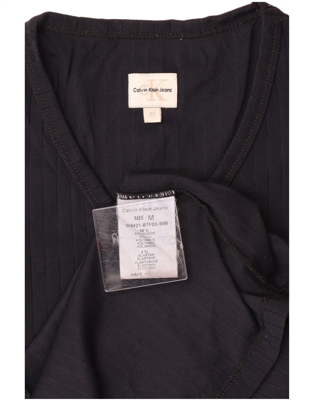 CALVIN KLEIN JEANS Женский топ с длинным рукавом UK 12, средний темно-синий, полиамид