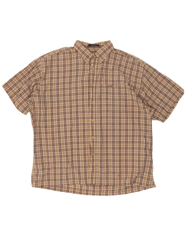 Мужская рубашка с коротким рукавом Chaps Ralph Lauren 2XL, хлопковая бежевая клетка