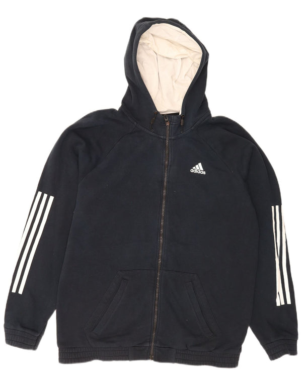 Мужской свитер с капюшоном на молнии Adidas UK 42/44, большой темно-синий, хлопок