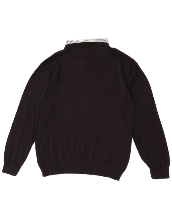 Мужской джемпер с v-образным вырезом Pierre Cardin XL, черный хлопок в клетку