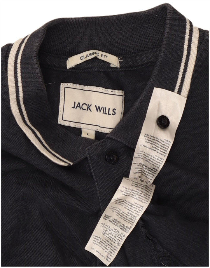 Мужская рубашка-поло классического кроя Jack Wills, большая темно-синяя хлопковая рубашка