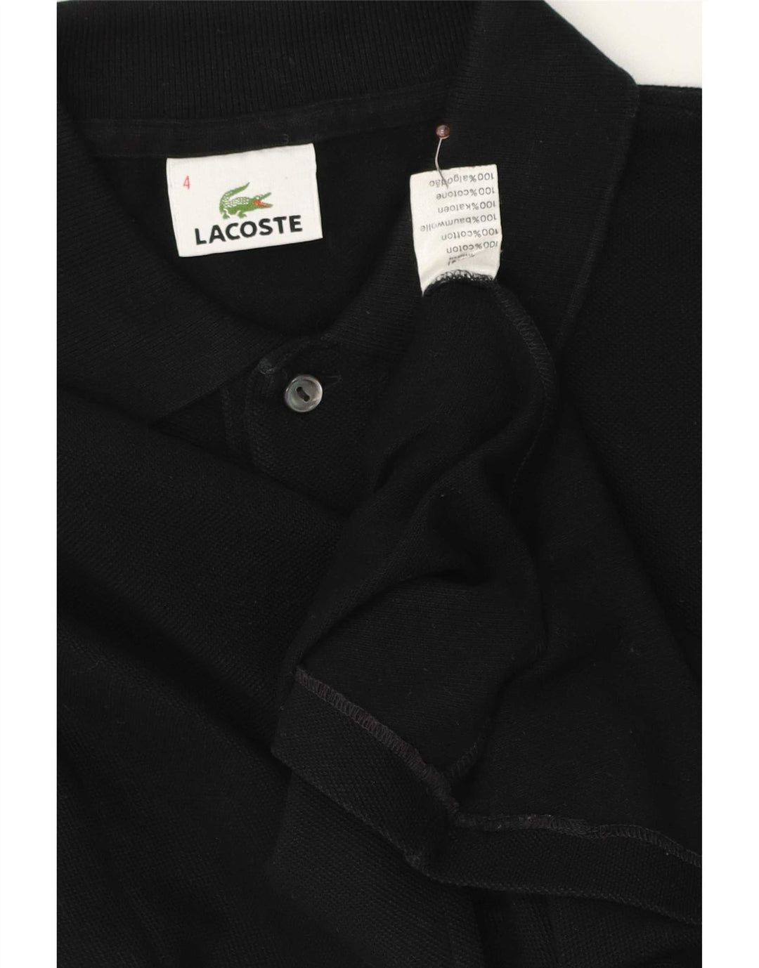 Мужская рубашка-поло с длинным рукавом Lacoste, размер 4, средний черный хлопок