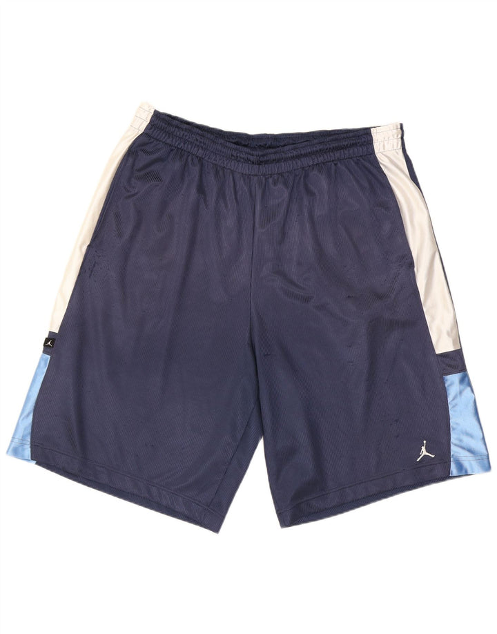 Мужские спортивные шорты Jordan 2XL темно-синие из полиэстера с цветными блоками