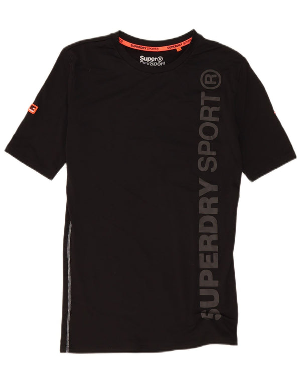 Мужская футболка спортивного кроя Superdry с графическим рисунком, маленький черный спортивный костюм из полиэстера
