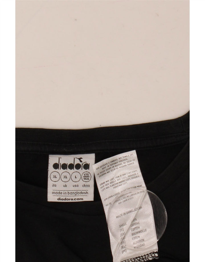 Мужская футболка Diadora с рисунком, топ XL, черный хлопок