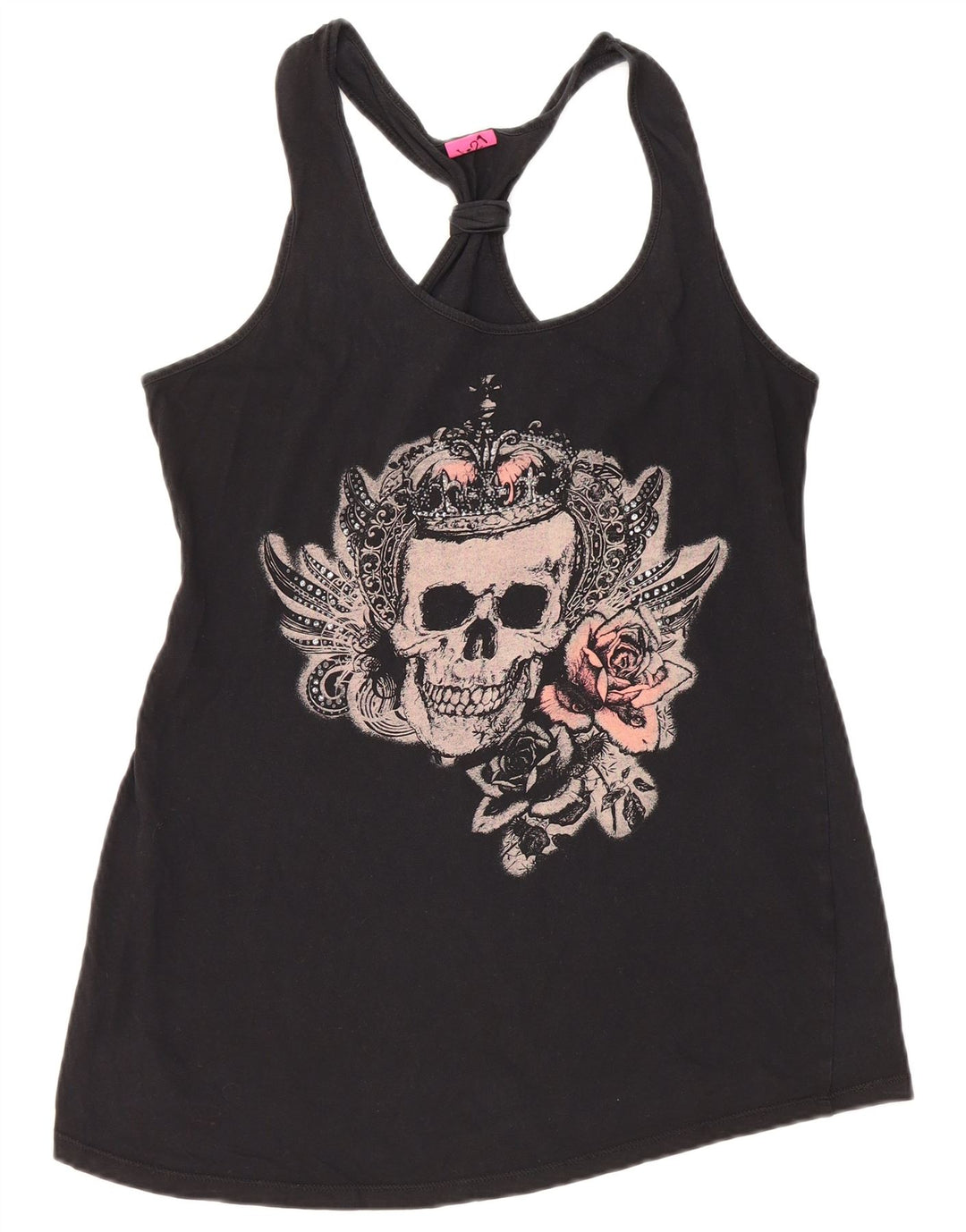 ВИНТАЖНЫЙ женский жилет с графическим рисунком UK 12, средний черный хлопок, черный