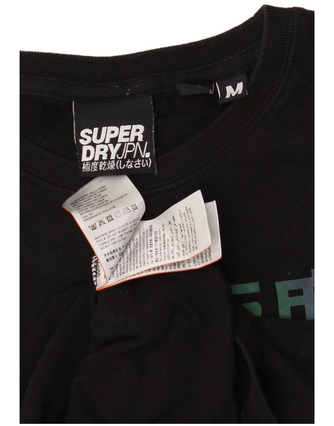 Мужская футболка с рисунком Superdry, топ среднего размера, черный хлопок