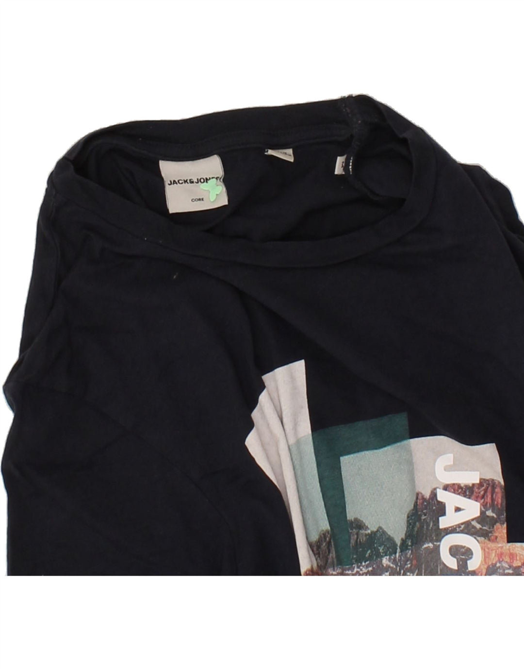 JACK & JONES Mens Graphic T-Shirt Top Medium Navy Blue Cotton Vintage Jack & Jones and Second-Hand Jack & Jones from Messina Hembry 