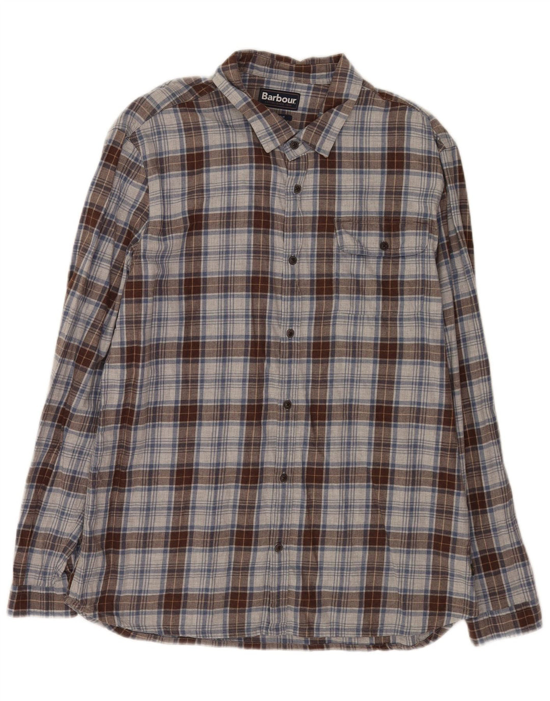 Мужская фланелевая рубашка Barbour XL серого цвета в клетку, хлопок