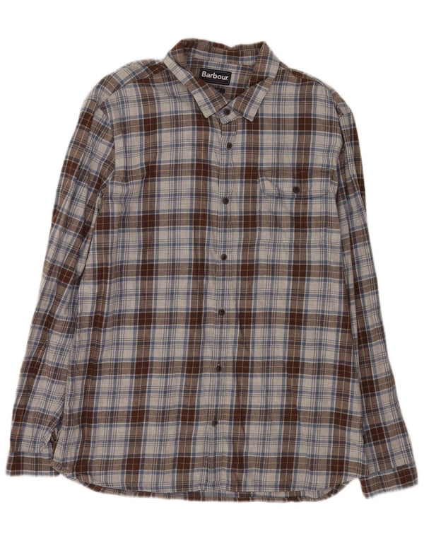 Мужская фланелевая рубашка Barbour XL серого цвета в клетку, хлопок