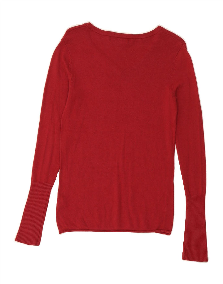 MOSSIMO Womens V-Neck Jumper Sweater UK 6 XS Red Nylon Vintage Mossimo and Second-Hand Mossimo from Messina Hembry 
