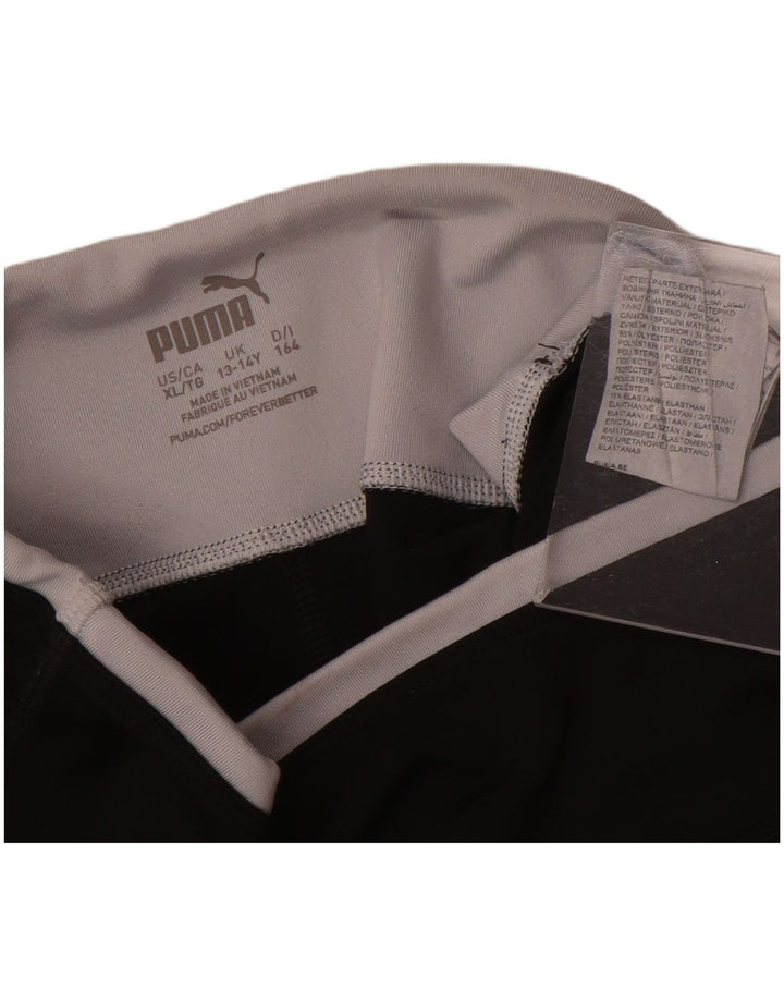 Леггинсы с рисунком Puma для девочек 13-14 лет, черный полиэстер