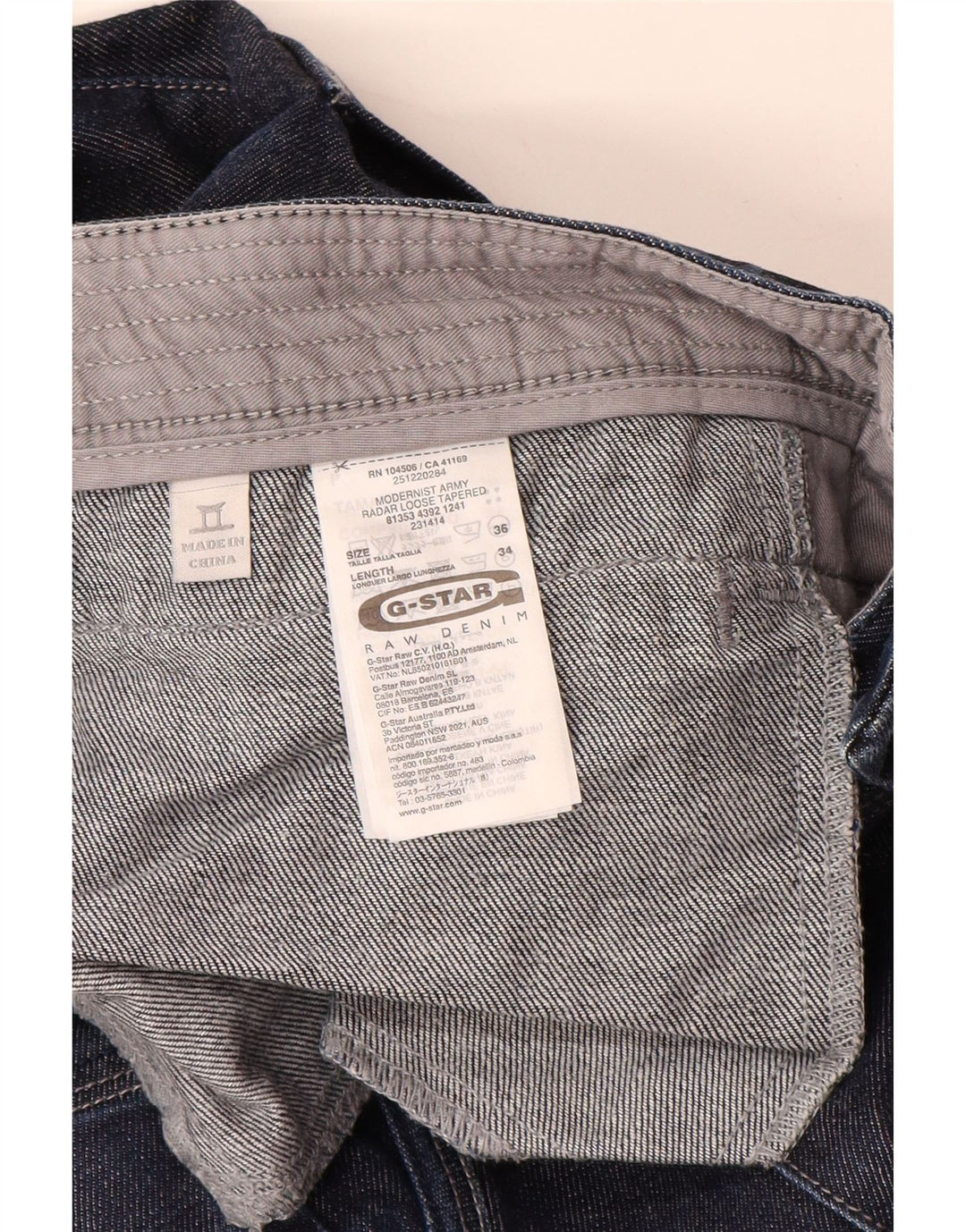 Мужские узкие джинсы G-STAR Banana W36 L34, темно-синие, хлопок