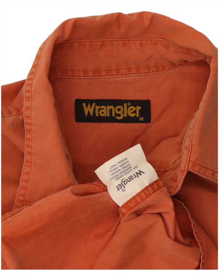 Мужская рубашка с коротким рукавом Wrangler из хлопка среднего оранжевого цвета