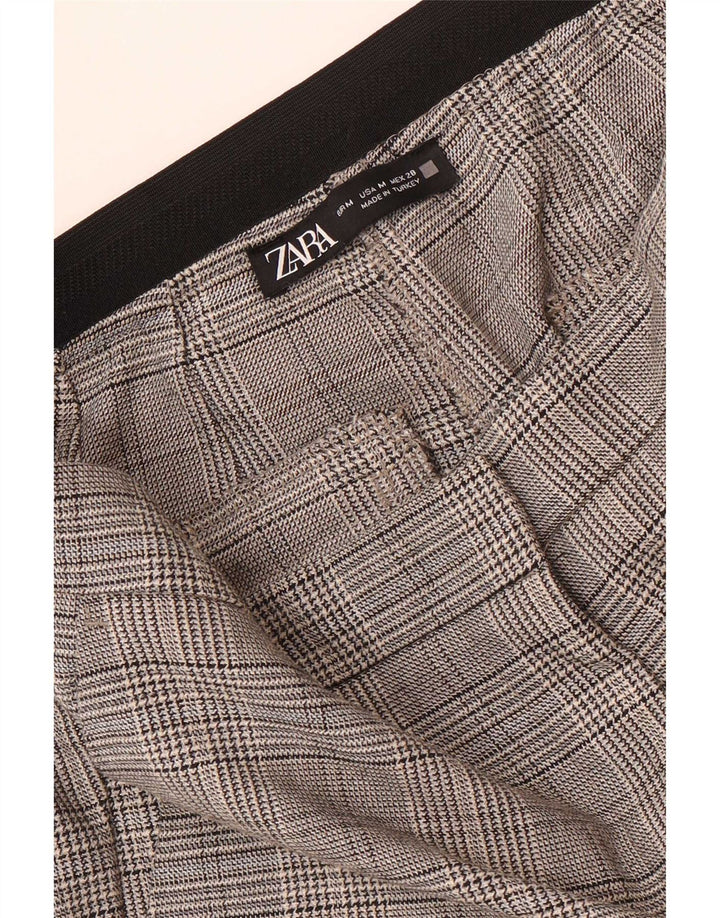Женские узкие брюки чинос Zara Medium W28 L28 Серые с узором "гусиные лапки"