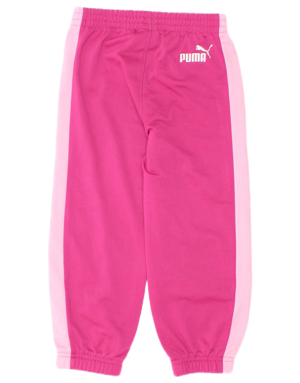 Спортивный костюм с графическим рисунком для девочек Puma, брюки для бега, розовые цветные блоки, 2–3 года