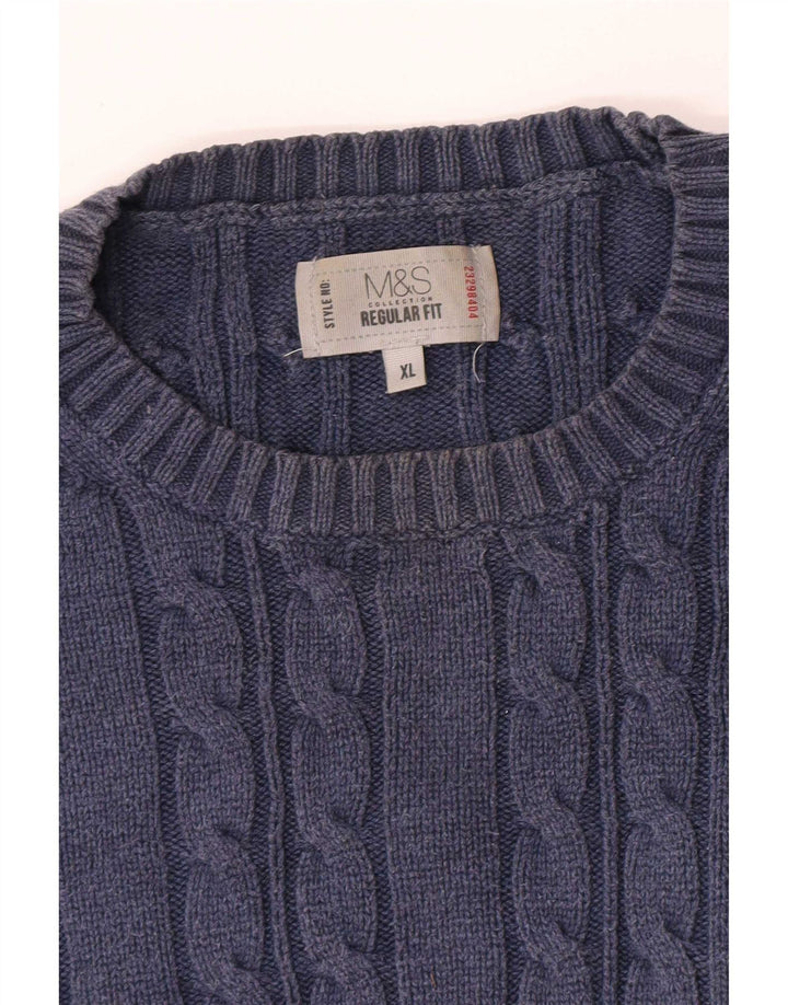 Мужской джемпер с круглым вырезом стандартного кроя Marks & Spencer XL, темно-синий