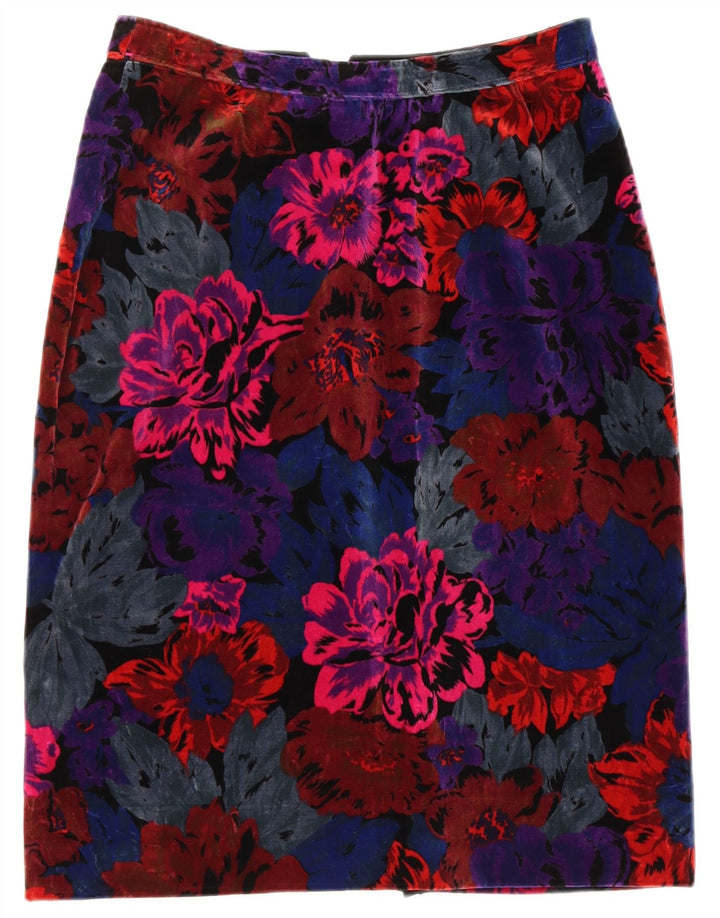 Винтажная женская юбка-карандаш W28, средняя, разноцветная с цветочным принтом