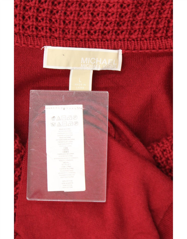 MICHAEL KORS Womens Longline Roll Neck Jumper Sweater UK 16 Large Red Vintage Michael Kors and Second-Hand Michael Kors from Messina Hembry 
