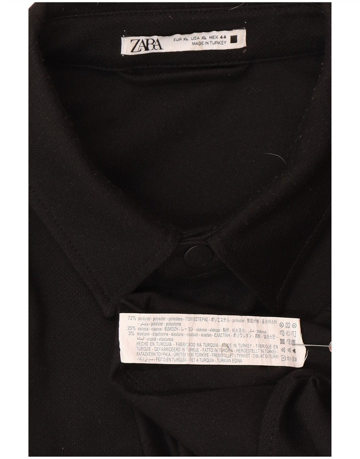 Мужская рубашка-рубашка Zara XL, черная, полиэстер