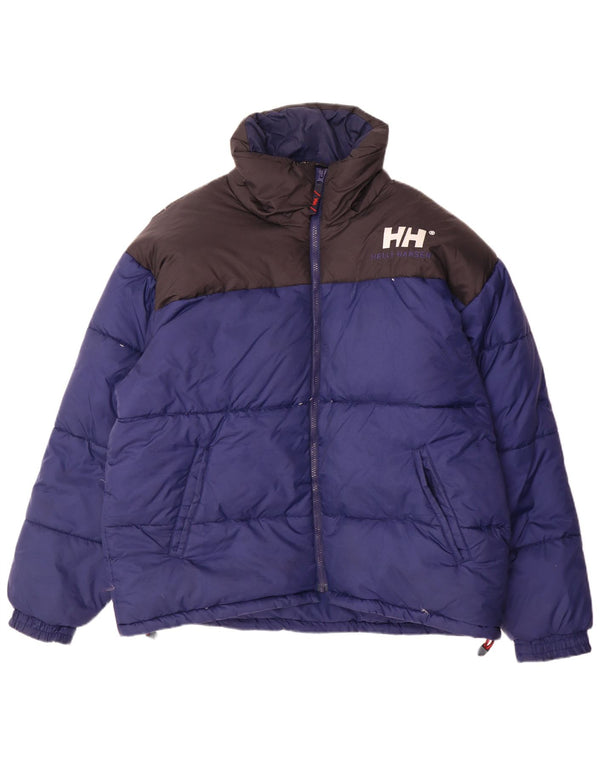 Мужская стеганая куртка Helly Hansen с графическим рисунком UK 40, большая синяя нейлоновая с цветными блоками