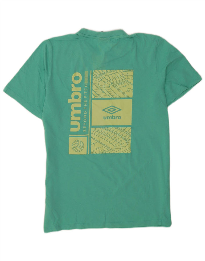 Мужская футболка с рисунком Umbro, хлопковый топ среднего зеленого цвета