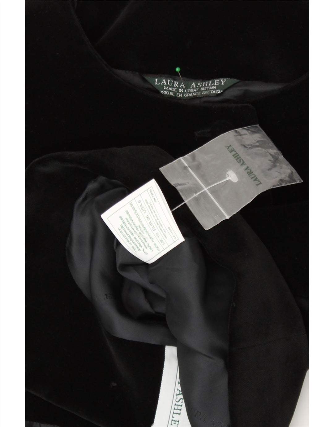 LAURA ASHLEY Женское бархатное болеро на 6 пуговицах, Великобритания, 10 маленьких размеров, черный хлопок