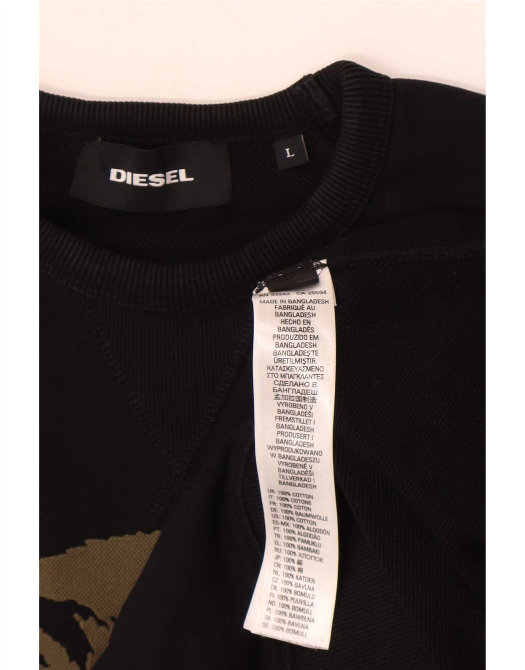 Мужской свитшот с рисунком Diesel, большой черный хлопковый джемпер