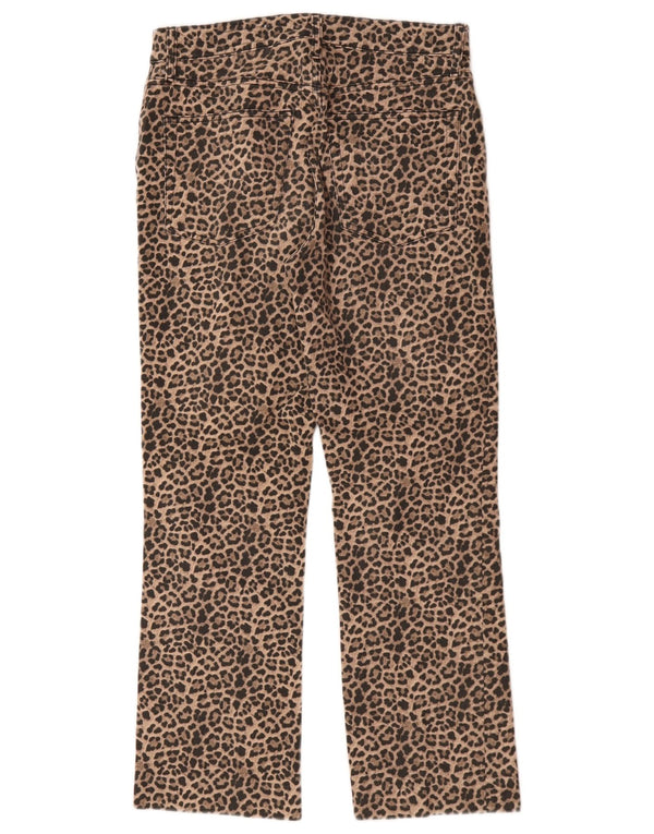 Женские прямые повседневные брюки Zara EU 38, маленькие W28 L26, коричневые с животным принтом