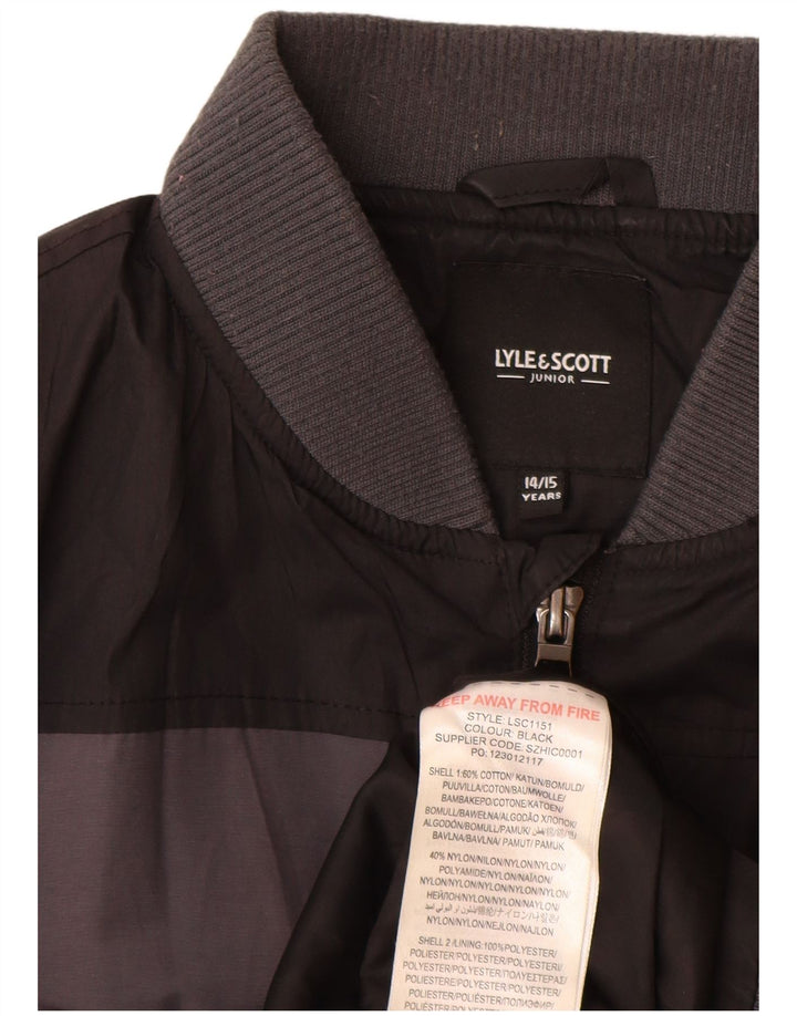 Куртка-бомбер Lyle & Scott для мальчиков 14–15 лет, серая, хлопковая с цветными блоками