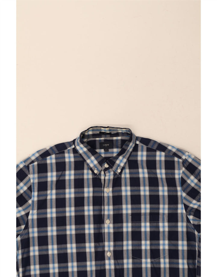 J. CREW Mens Slim Shirt Large Navy Blue Check Cotton Vintage J. Crew and Second-Hand J. Crew from Messina Hembry 