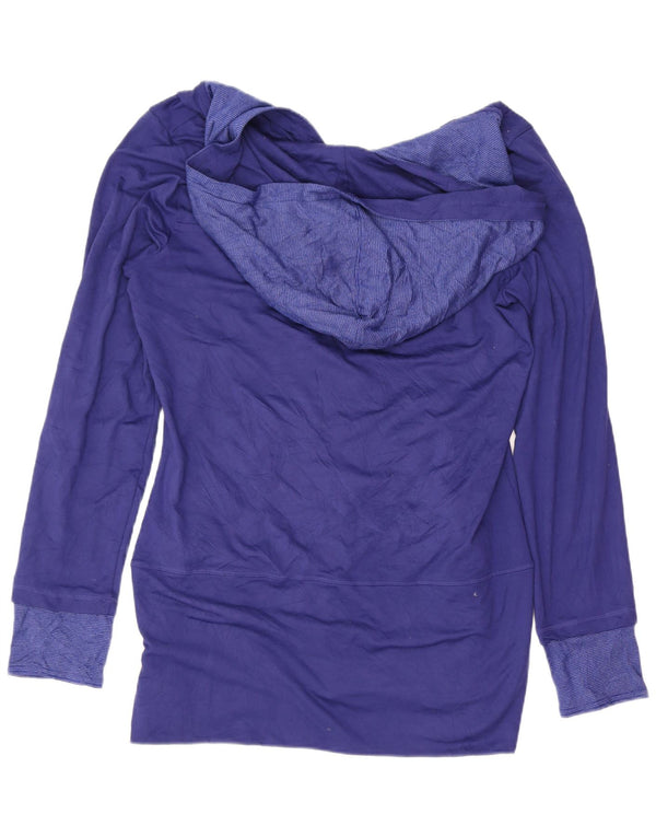 Adidas Womens Zip Hoodie Sweater UK 12/14 Medium Blue Colourblock Sports