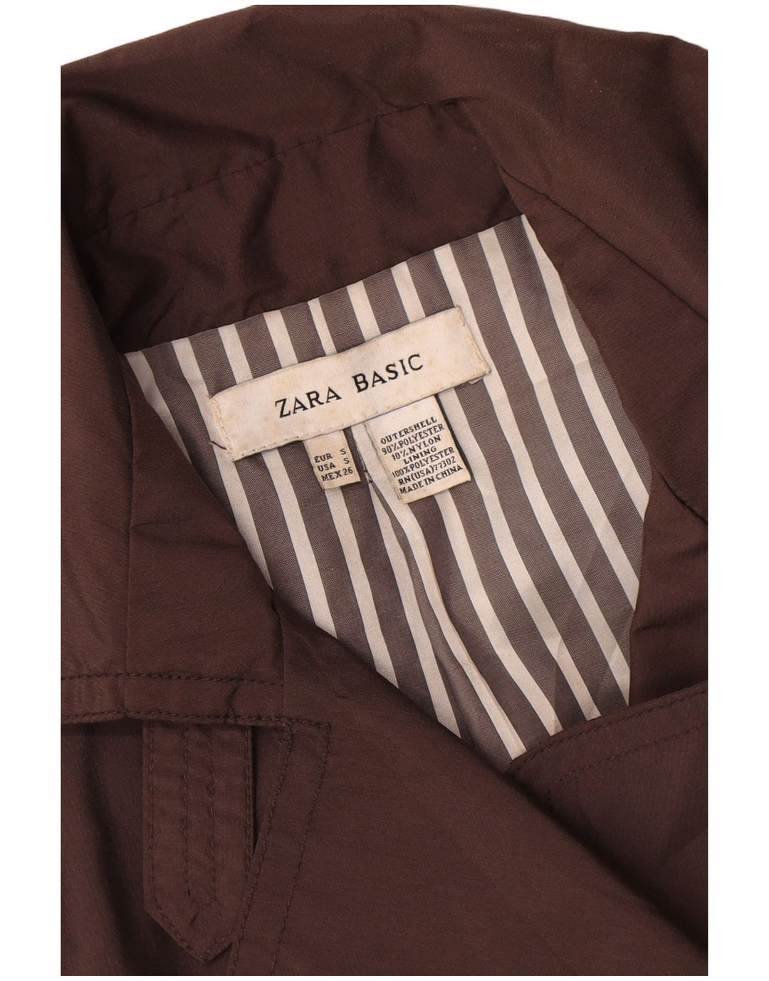 Женский двубортный тренч Zara UK 10, маленький коричневый нейлон