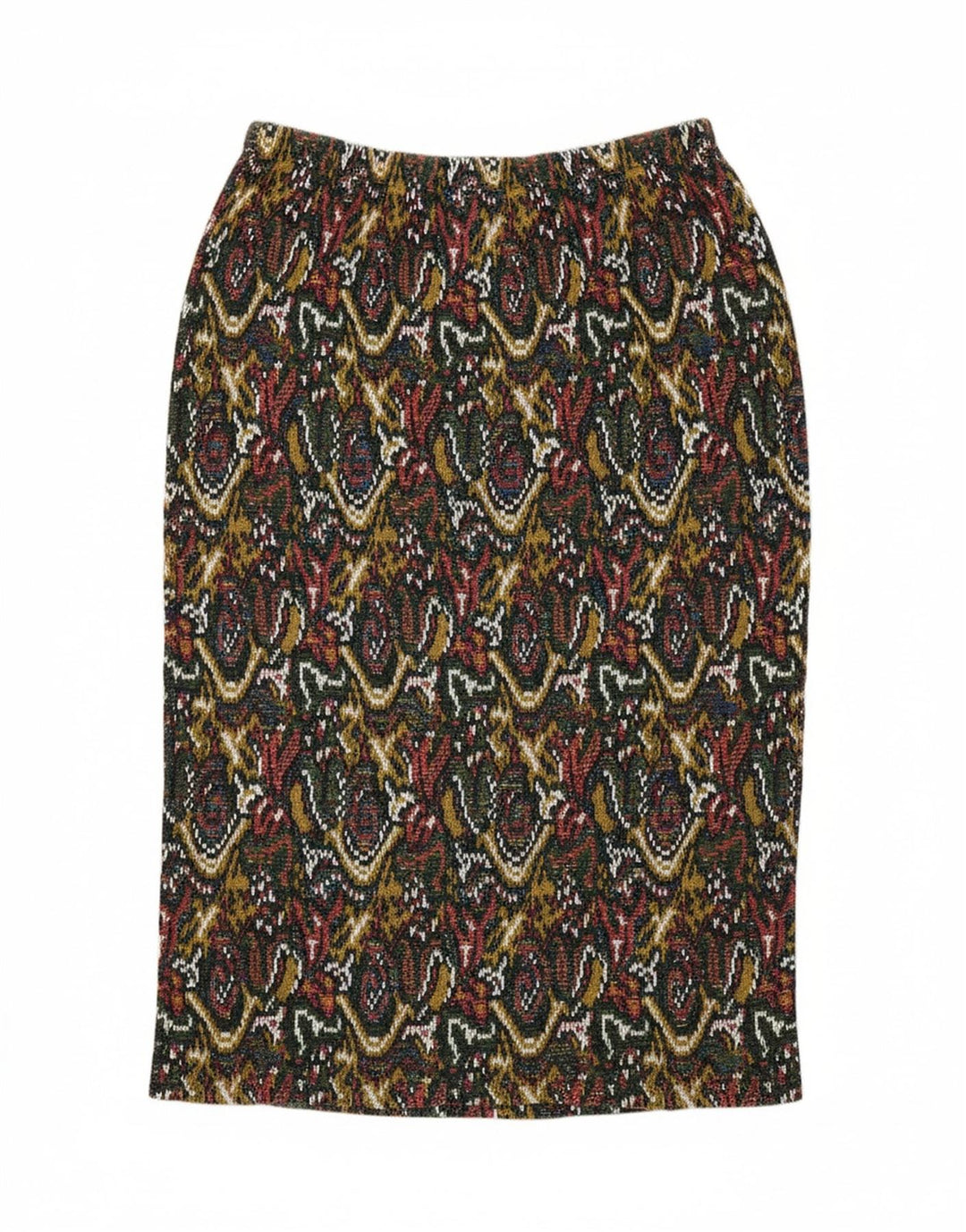 VINTAGE Womens Abstract Pattern Midi Skirt Large W32 Multicoloured Cotton