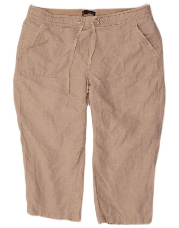 Женские капри Marks & Spencer UK 18 XL W38 L22 бежевые льняные