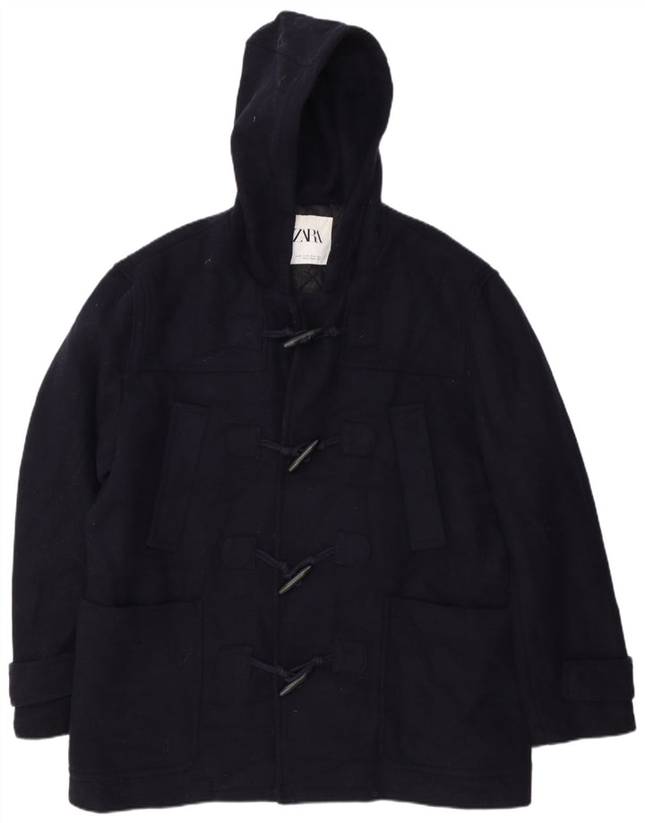 Мужская дафлкот с капюшоном Zara UK 42 XL темно-синий