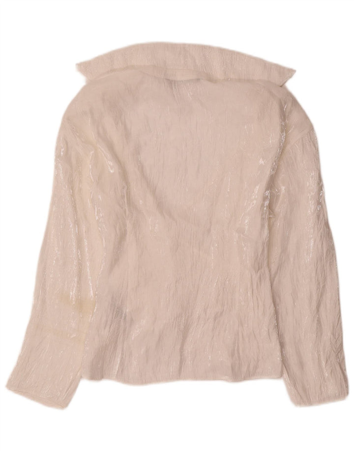 Женская блузка с длинным рукавом Zara UK 12, средний белый цвет, вискоза