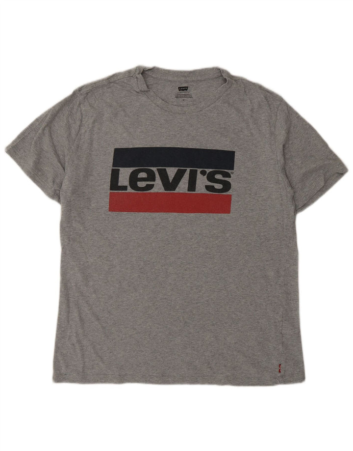 Мужская футболка с рисунком Levi's, хлопковый топ среднего серого цвета