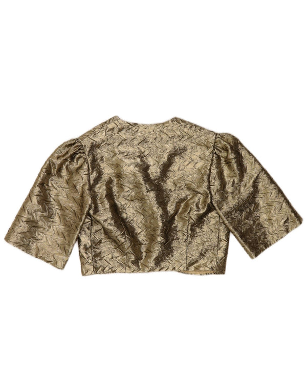 ВИНТАЖНОЕ женское открытое болеро, размер США 10, большой золотой шеврон