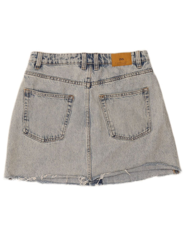 Женская джинсовая юбка Zara, маленькая, W26, синяя, хлопок