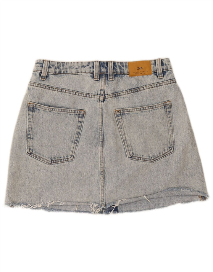 Женская джинсовая юбка Zara, маленькая, W26, синяя, хлопок