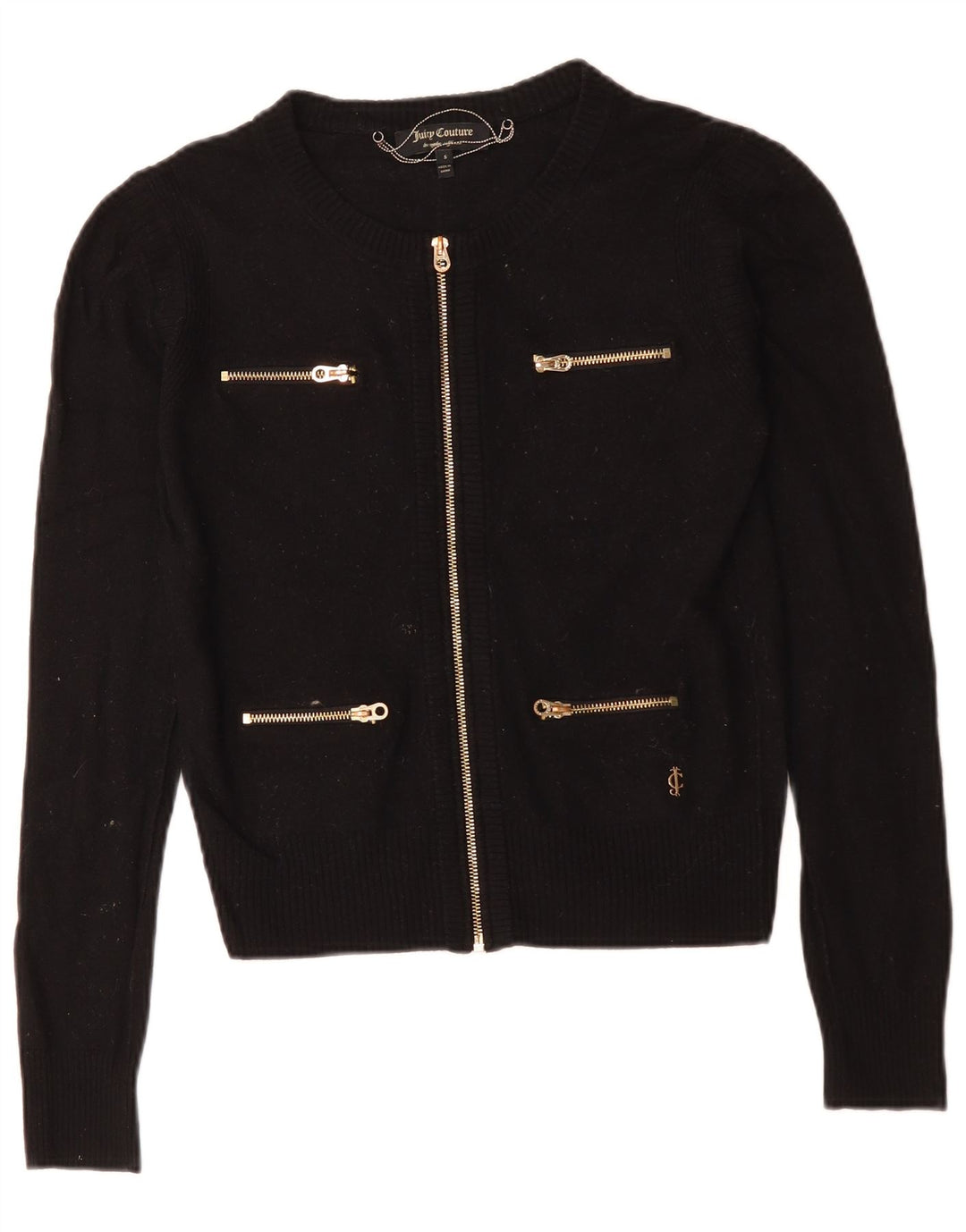 Женский укороченный кардиган Juicy Couture UK 10, маленький черный шерстяной свитер