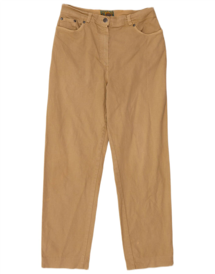 Винтажные женские прямые повседневные брюки IT 46, большие W28 L27, бежевый хлопок