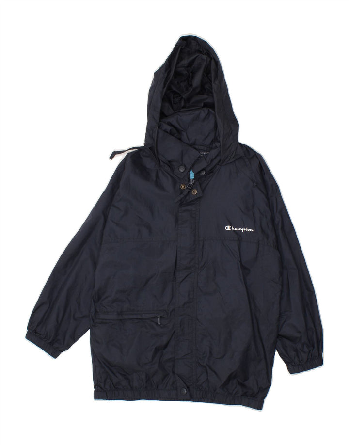CHAMPION Boys Hooded Rain Jacket 7-8 Years Small  Navy Blue Polyamide Vintage Champion and Second-Hand Champion from Messina Hembry 