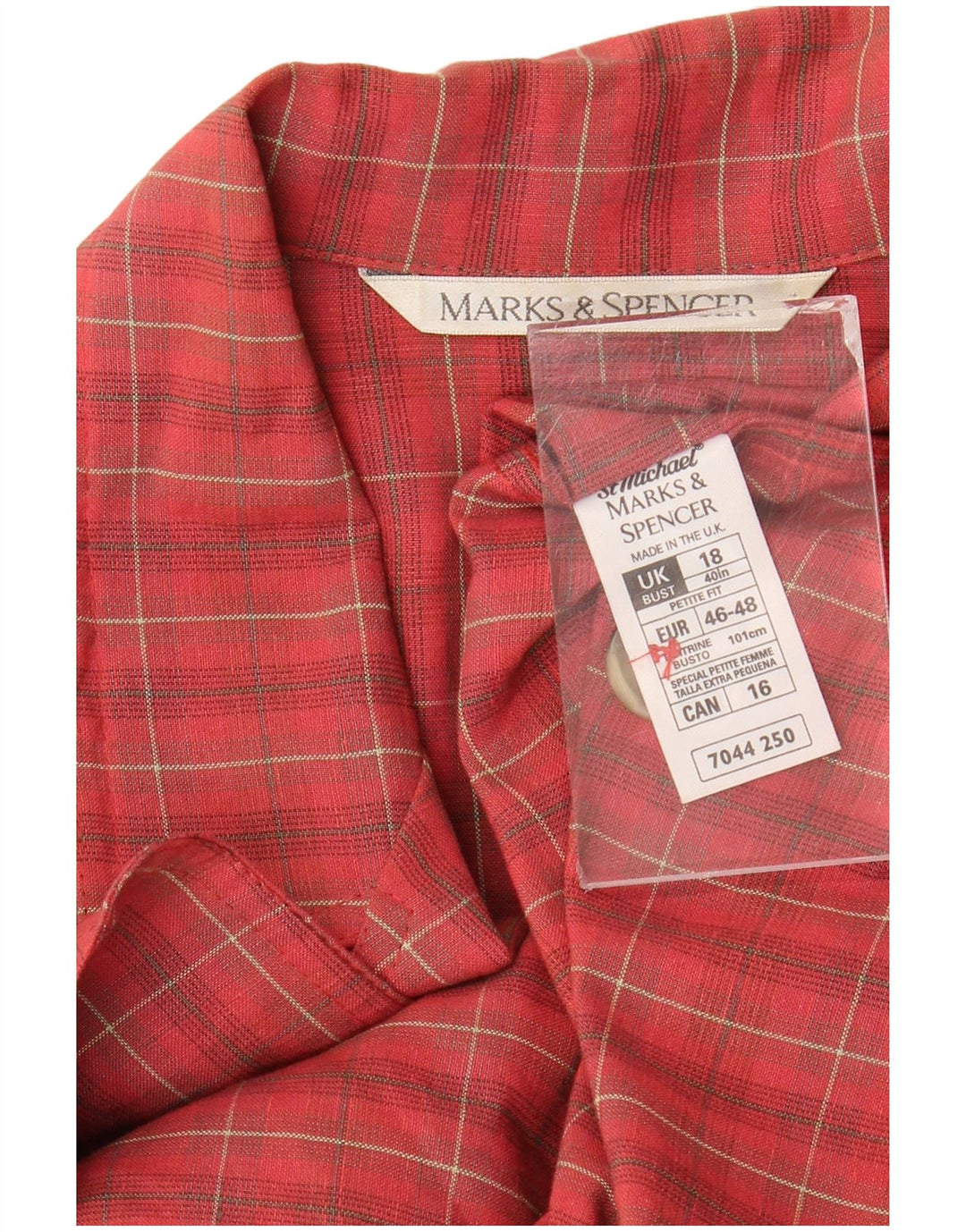 Женский пиджак MARKS & SPENCER с рукавом 3/4, Великобритания 18 XL, красный в клетку