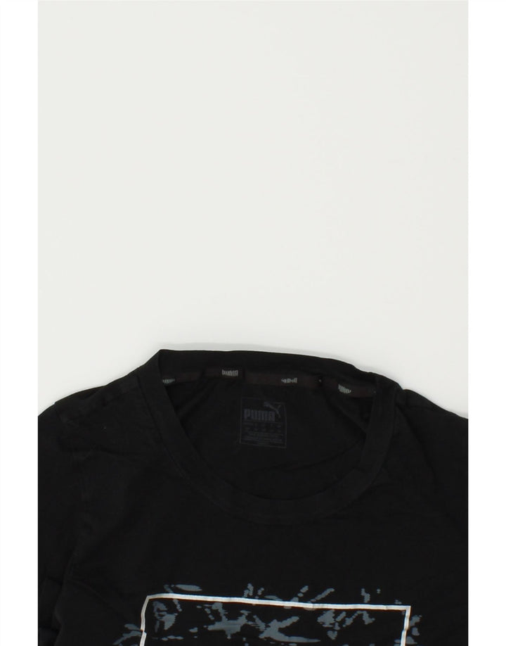 PUMA Womens Graphic T-Shirt Top UK 10 Small Black Cotton | Vintage Puma | Thrift | Second-Hand Puma | Used Clothing | Messina Hembry 