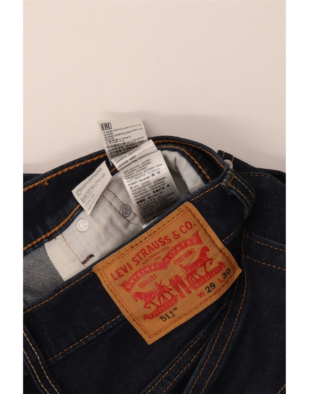 Женские джинсы LEVI'S 511 Slim W29 L30 Темно-синие, хлопок